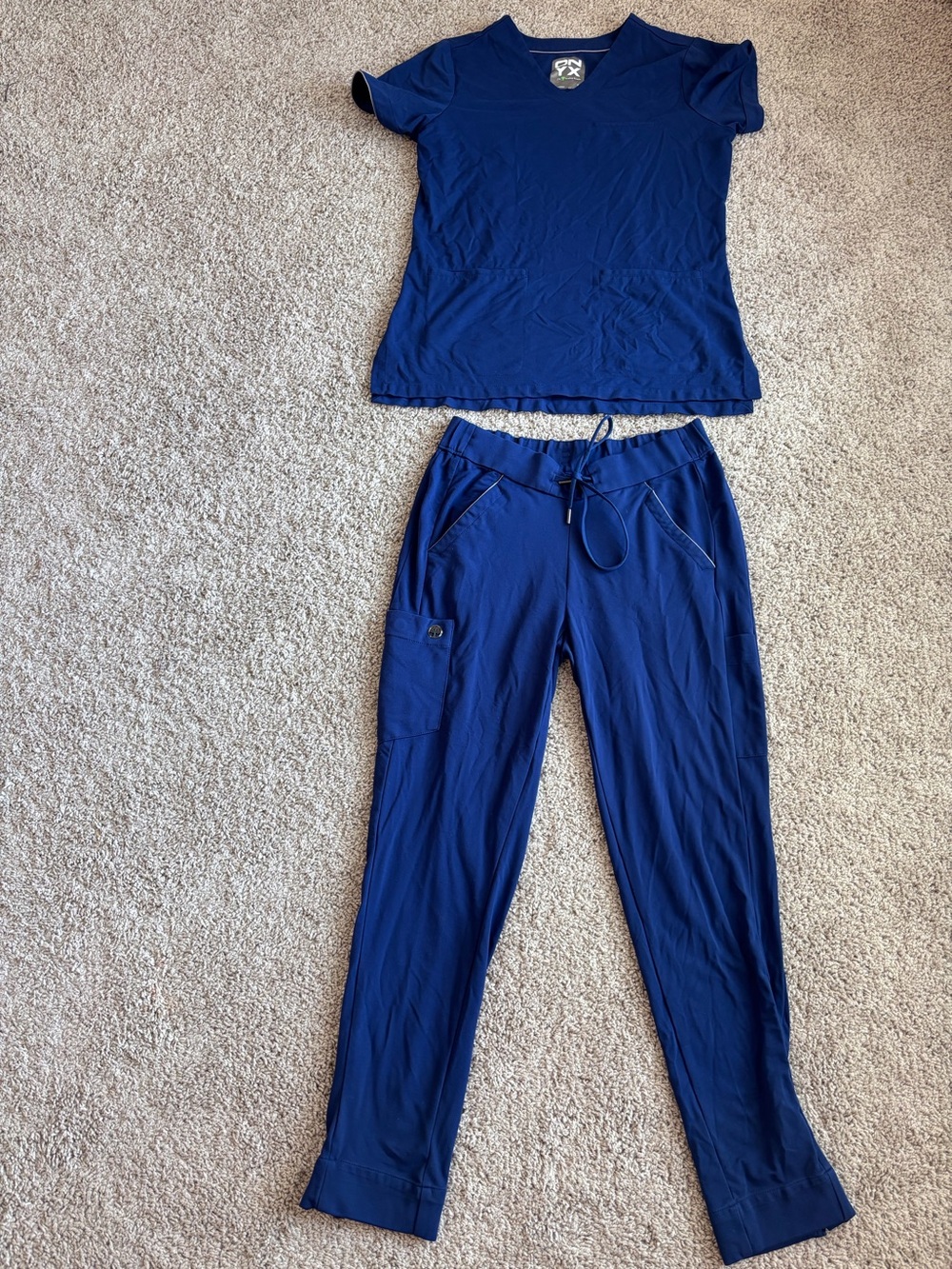 healing hands Navy Straight Leg Drawstring Scrub Set